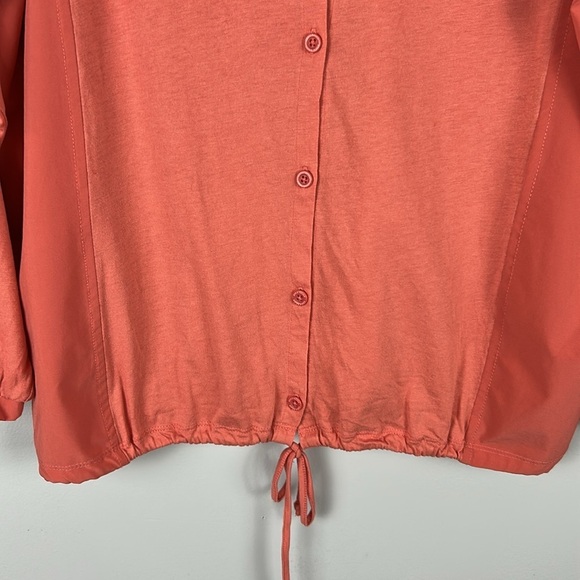 Eddie Bauer Outdoor Cotton Lyocell Button Front Tie Waist Long Sleeve Top Large - Picture 4 of 13